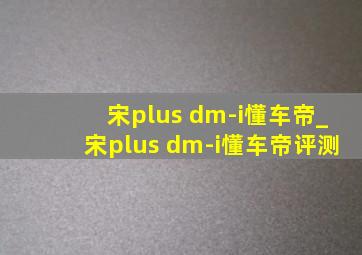 宋plus dm-i懂车帝_宋plus dm-i懂车帝评测